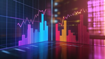 Fototapete - A side-by-side comparison of two D bar charts, illustrating different financial performance metrics, with annotations highlighting key differences, perfect for presentations or reports.