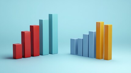 Fototapete - A side-by-side comparison of two D bar charts, illustrating different financial performance metrics, with annotations highlighting key differences, perfect for presentations or reports.