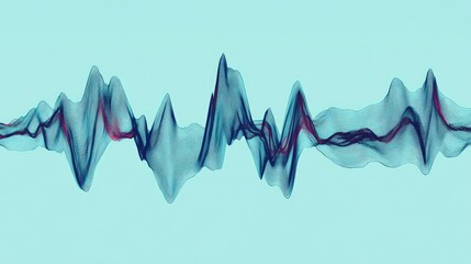 Poster - A stylized graphic of an EKG heartbeat waveform, showing sharp peaks and valleys, overlaid on a soft blue background, representing health and rhythm