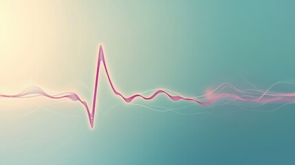 Poster - A stylized graphic of an EKG heartbeat waveform, showing sharp peaks and valleys, overlaid on a soft blue background, representing health and rhythm