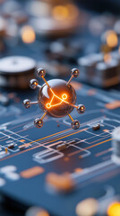 Poster - conceptual artwork of quantum particle superposition, showcasing intricate details and glowing