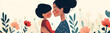 © Stock & Story - Heartwarming illustration of a mother and child with a floral background, symbolizing love and family bonds AI Generated