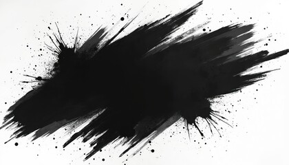 Aufkleber - Detailed ink brushstroke stencil with splashes. Black ink brush strokes for grunge backdrop. Clean dirty brush stroke design elements. Good template for calligraphy or advertising.
