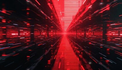 Aufkleber - Abstract red black tones art fusion. Digital glitch effect wallpaper texture design, computer screen display, distorted monitor, electronic media artifact. Modern futuristic technology with