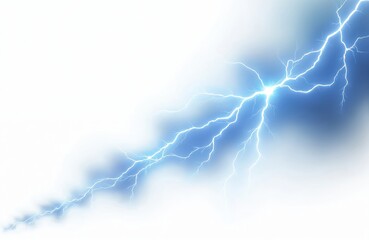 Poster - Blue lightning effect on transparent png background. Thunder electric strike illustration suitable for stormy weather, mystic themes, energy, power. Perfect as design element for party posters. Night