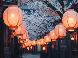  spring festival lanterns at dusk