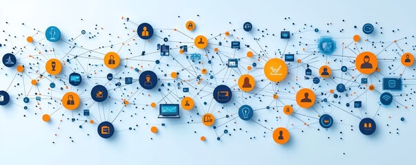 Affiliate marketing concept highlighting a network affiliates and customers, with strategies to generate revenue and promote campaigns
