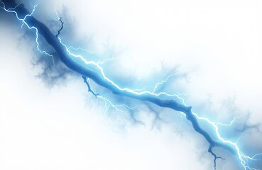 Poster - Illustration of powerful blue lightning bolt. Energy discharge during thunderstorm. Transparent PNG for overlays, animations. Symbol of power, danger, electricity, light, speed, magic effect, design