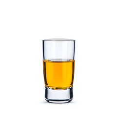 Wall Mural - Shot of alcohol in a small glass isolated on a white background