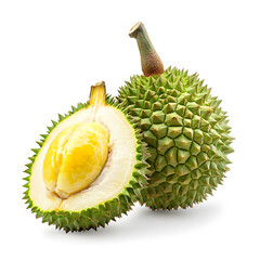 Wall Mural - Fresh durian fruit isolated on white background