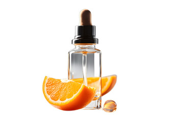 Poster - A sleek glass dropper bottle of vitamin C serum on a empty plain background