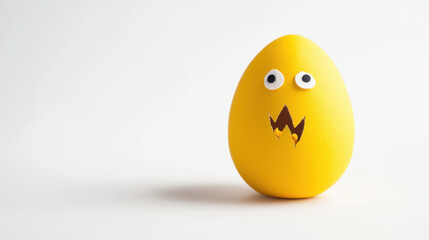 Wall Mural - easter gift ideas kid. Bright yellow egg with googly eyes and cracked mouth