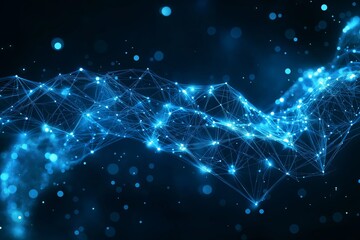 Aufkleber - Abstract blue digital network structure with glowing connections, symbolizing data transfer, artificial intelligence, and futuristic technology, Generative AI