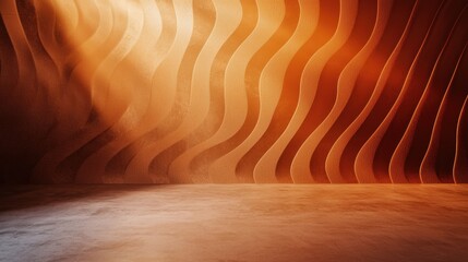 Poster - A wall with a lot of orange stripes and a large empty space in the middle