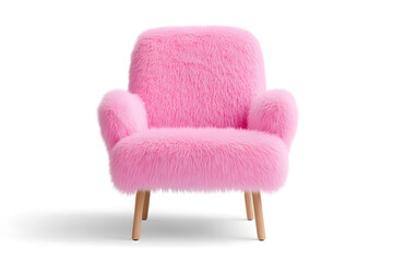 Wall Mural - Pink fluffy comfortable armchair isolated on white background