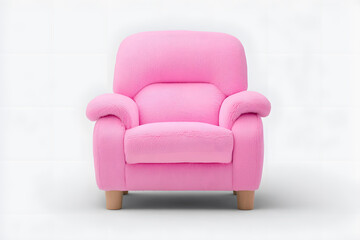 Wall Mural - Pink soft comfortable armchair isolated on white background