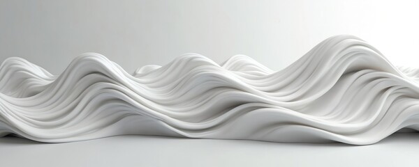 Aufkleber - Modern abstract wave of white fluid forms smooth elegant shapes. Sculpted marble art background shows fluidity texture, harmony in creative visual composition. Perfect for aesthetic design projects.