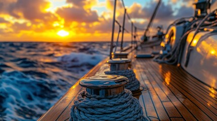 Wall Mural - Yacht sailing sunset ocean luxury travel