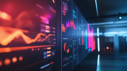 Poster - Dynamic digital display showcasing vibrant data visualizations and graphs