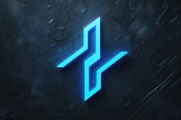 Poster - Futuristic Glowing Blue Abstract Shape on Dark Grainy Background with Dynamic Texture Design
