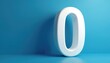 © miss irine - 3D render of white number zero on blue background. Clean, minimalist design ideal for product presentation, banners. Great for educational materials, website design assets. Number symbol with shadow.