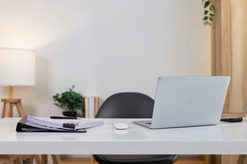 work desk in home office where no one lives