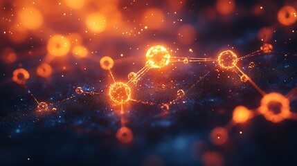 Wall Mural - Abstract molecular web glowing against a dark gradient backdrop