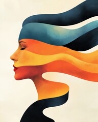 Poster - Creative expression of emotions through abstract art studio digital illustration minimalist side view artistic concept