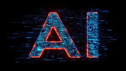 artificial intelligence design technology concept, of a glowing purple digital 