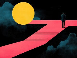 Poster - Journey of self-discovery abstract landscape digital art surrealism perspective personal growth