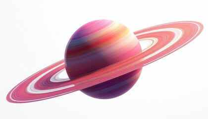 Fototapete - Fantasy planet Saturn with pink yellow stripes isolated. Cosmic art concept useful for tech startup header, galaxy exploration projects astronomical science book cover design. Universe cosmic sphere.