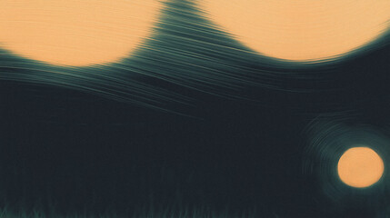 Fototapete - Abstract night scene with glowing orbs and radiating lines in modern style