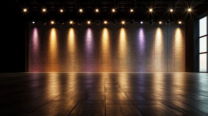 Poster - 3d render, an abstract neon background with glowing diagonal stripes