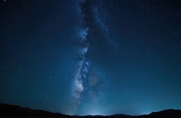 Aufkleber - Night sky galaxy milky way with stars over mountains silhouette. Scenic view of universe in dark night. Perfect space exploration astronomy science background. Beautiful starlight tranquil scene