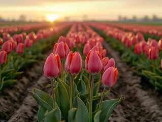 Canvas Print -  tulip time-lapse in dutch polder