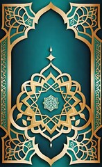 Wall Mural - Teal and Gold Islamic Geometric Pattern