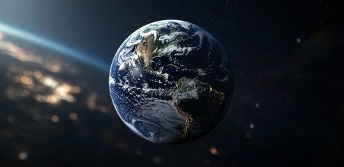 Poster - a digital illustration of earth adorned with gleaming network connections, embodying a futuristic gl