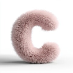 Fototapete - Fluffy letter C in light pink color creates a charming decorative element against a pure white background
