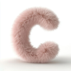 Fototapete - Fluffy light pink letter C rendered in 3D style with soft textures standing on a clean white background showcasing a playful design suitable for creative projects