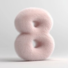 Fototapete - Delicate fluffy letter representation of the number eight in light pink color with a smooth texture against a clean white background