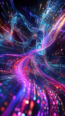 Poster - Abstract glowing tunnel with vibrant colors and intricate patterns