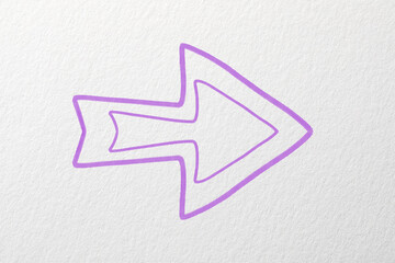 Wall Mural - one violet arrow on white textured. pointer