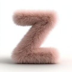 Fototapete - Lovely fluffy letter Z in light pink color showcased on a pure white background with a 3D rendering style creating an appealing aesthetic