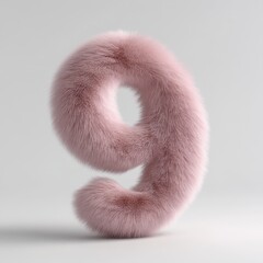Fototapete - Fluffy letter 9 in light pink color displayed on a pure white background, created using virtual rendering and blending techniques for artistic appeal