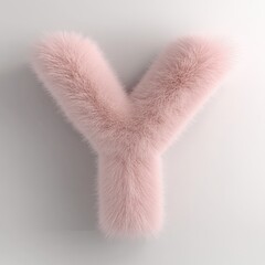 Fototapete - Fluffy light pink letter Y in 3D rendering on a pure white background showcasing a soft and inviting texture