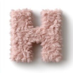 Fototapete - Fluffy pink letter H rendered in 3D with wonderful texture on a clean white background showcasing creative design
