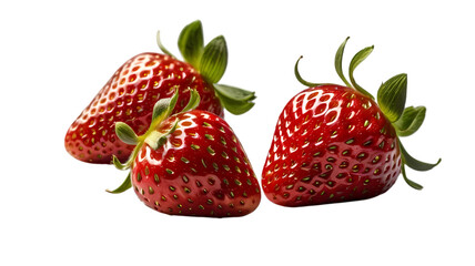 Wall Mural - Set of strawberry isolated on white transparent background PNG 