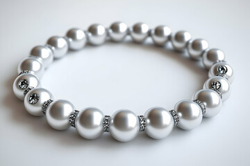 Elegant pearl bracelet on white. Jewelry photography for online store