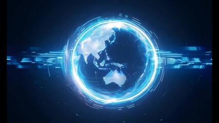 Poster - Luminous blue ring emits a radiant glow against a dark background, creating an ethereal and futuristic atmosphere. The light effect suggests energy, technology, and innovation