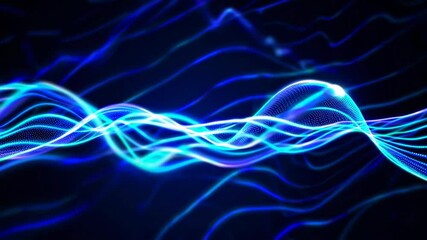 Poster - Abstract blue light waves on dark background, dynamic energy flow concept